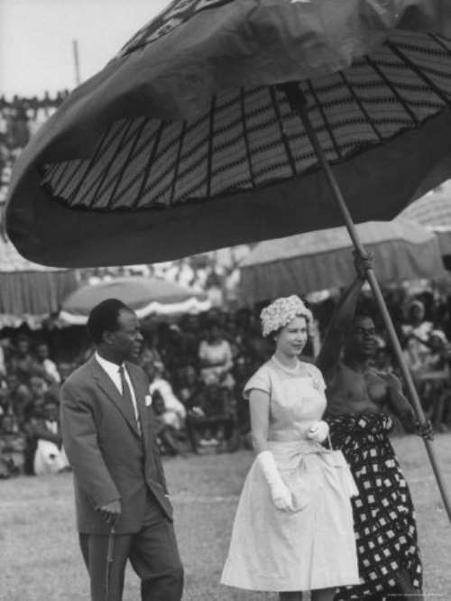 President Kwame Nkrumah of Ghana dancing with Queen Elizabeth II