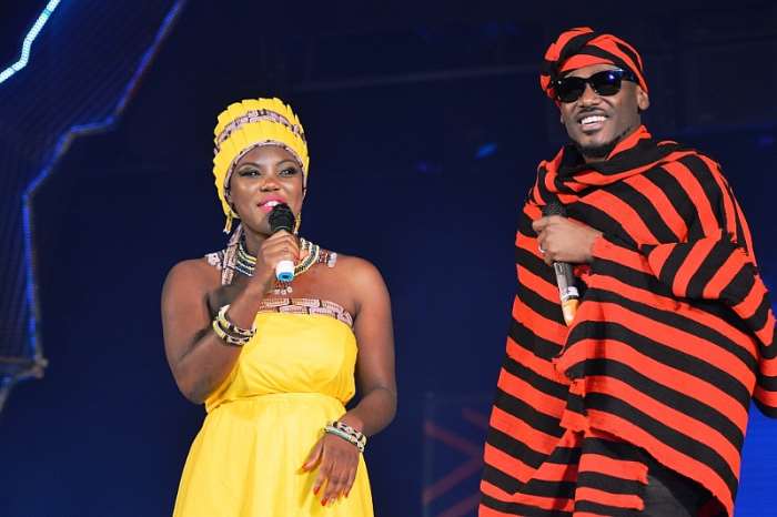 L-R: All Africa Music Awards, AFRIMAs co-host, Maryse Acotie (Togo) and AFRIMAs host, 2face Idibia (Nigeria) at the 2014 AFRIMA awards ceremony held at Grand Ballroom, Oriental Hotel, Lagos recently