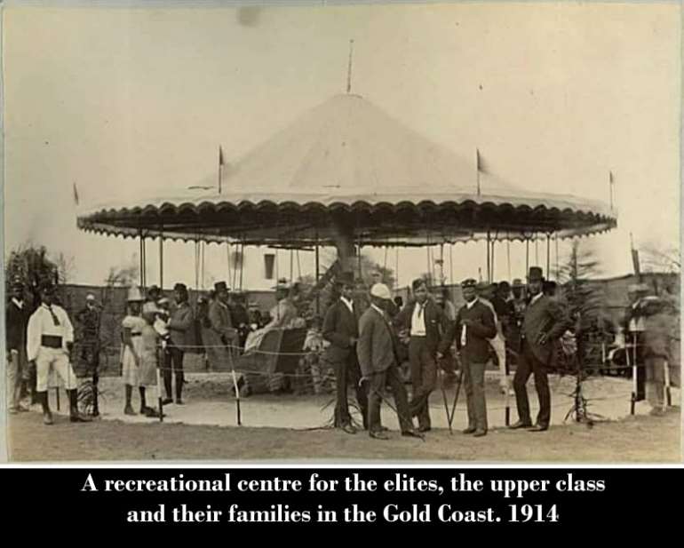 A recreational centre for the elites, the upper class and their families in the Gold Coast. 1914 . These were people who had gone to study in England and had become professionals in their fields so of course, had a different lifestyle from the rest of Gold Coasters. I heard the current location of the Bank of Ghana was a place where the upper class used to hang out so I assume it's the same place.
