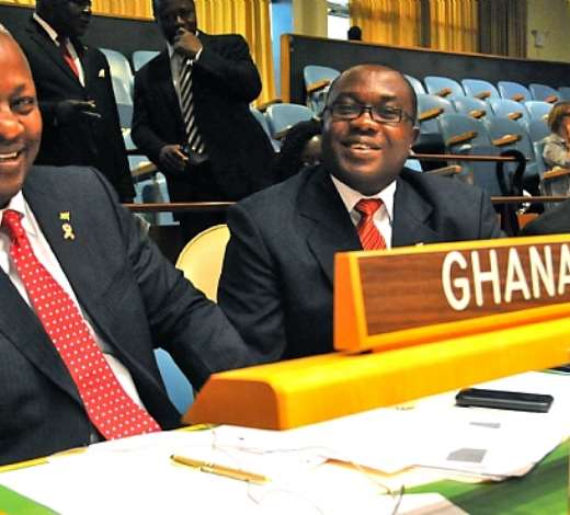 VP JOHN MAHAMA WITH MINISTER FOR LOCAL GOVT & RURAL DEVTSAMUEL OFOSU AMPOFO AND DEPUTY FOREIGN MINISTER CHRIS KPODO.  Photo credit: Office of the Vice President