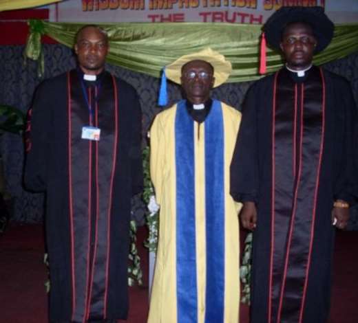 Reverend Dr Kenneth Chinedu Owuoha (left,) Reverend Dr David  Pongo centre with Reverend Albert Duodu (right) pose for a group picture