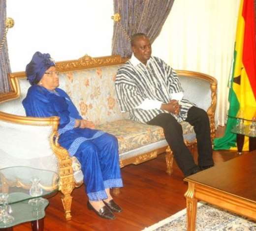 VICE PRESIDENT MAHAMA AND LIBERIAN PRESIDENT MRS JOHNSON-SIRLEAF AT JUBILEE LOUNGE
