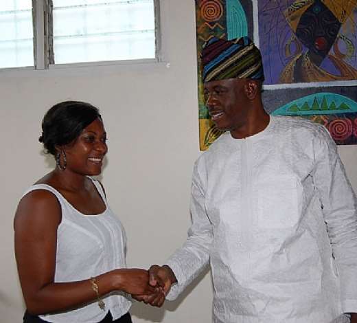 EVELYN NARTEY, MANEGER OVATION RESTURANT & SENATOR MUSILIU OBANIKORO