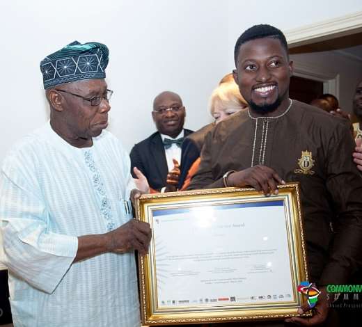 former president obasanjo presents outstanding service to the commonwealth award to dayo israel medium