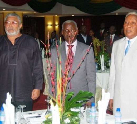 DSC 7374 PRESIDENT RAWLINGS,GENERAL NUNOO MENSAH AND MR E.T. MENSAH AT THE LUNCH