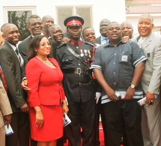 SOME MINISTERS AND CASTLE STAFFERS POSE WITH OFFICER CADET EMMANUEL ADADE