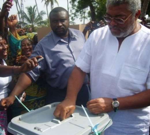 Former President J.J. Rawlings casting the presidential ballot