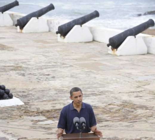 US President Barack Obama delivers remarks after touring Cape Coast Castle in Cape Coast, Ghana 11 July 2009. President Obama is spending the day in Ghana addressing Parliament, visiting a maternal health program and touring Cape Coast Castle. EPA/SHAWN THEW
