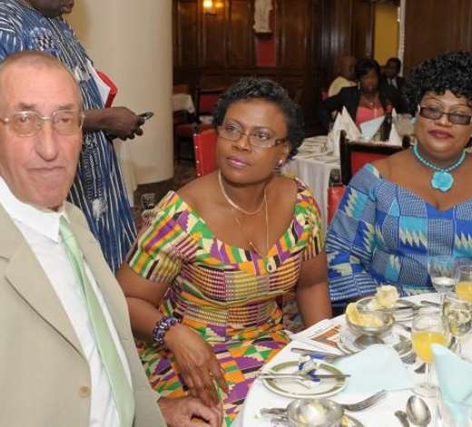 PH-4089- MS PAT AND GLADYS GAFREY WITH AN INVITED GUEST LISTENING ATTENTIVELY TO THE HIGH COMMISSIONERS ADDRESS