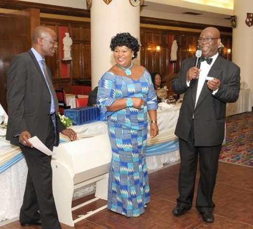 PH-4250- MR. TSATSU ACOLATSE, MS. PAT GAFREY AND MR. FRANK AGBLOE DURING THE DRAWING OF RAFFLE
