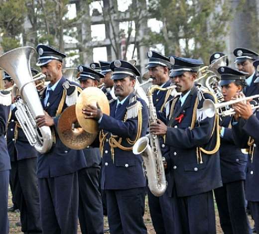 Ethiopian Police Band performing at the unveiling ceremony of Dr. Nkrumah’s statue in Addis Ababa
