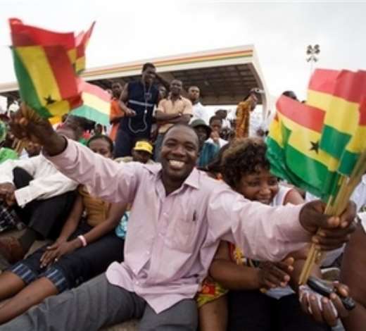 A man smiles during Ghanas 50 year independence celebrations at Independence Square in Accra, Ghana, Tuesday, March 6, 2007. Lasers lit the sky and an actor relived the emotional moment 50 years ago when independence leader Kwame Nkrumah declared Ghana free forever to kick off celebrations Tuesday in the first sub-Saharan African nation to break from Europe. (AP Photo/Olivier Asselin)