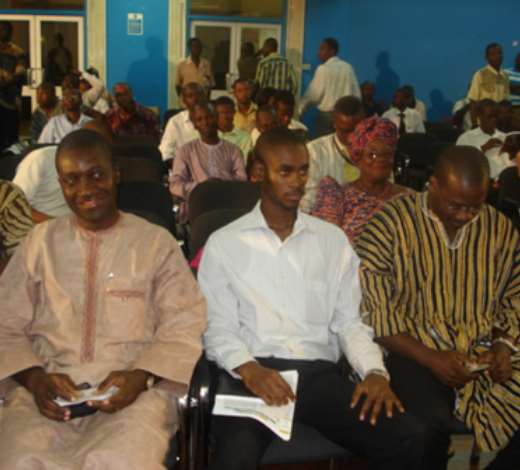 Two fellows of IMANI, Mr. Djabanor Narh, Partner, Ernst & Young,  seated left, and Mr. Edwin Provencal , CEO of Exzeed Ghana Ltd. seated right