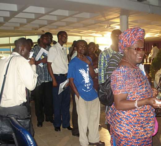 Participants queuing to enter the British Council hall