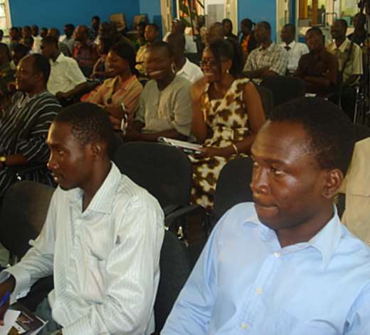 Audience listening.