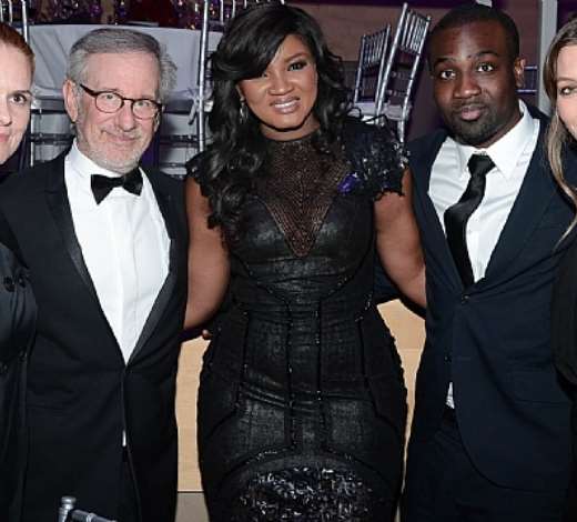 mary stengelstephen spielberg omotola  michael  djaba and jessica biel