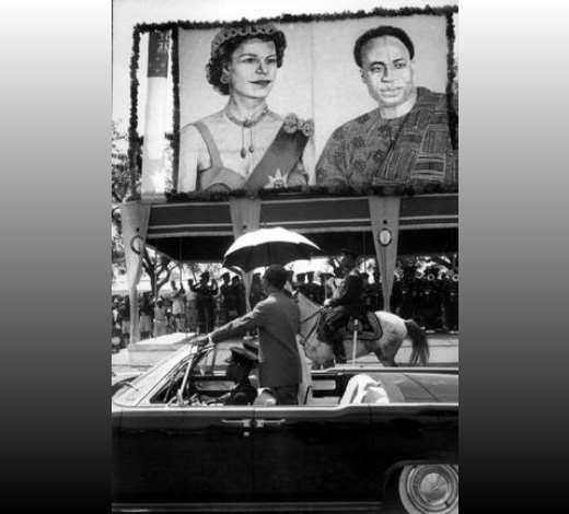 Ghana. Accra .Poster of Queen Elizabeth II and Prime Minister, Kwame NKRUMAH (GHA) on the British Monarchs state visit to Ghana. 1961.
