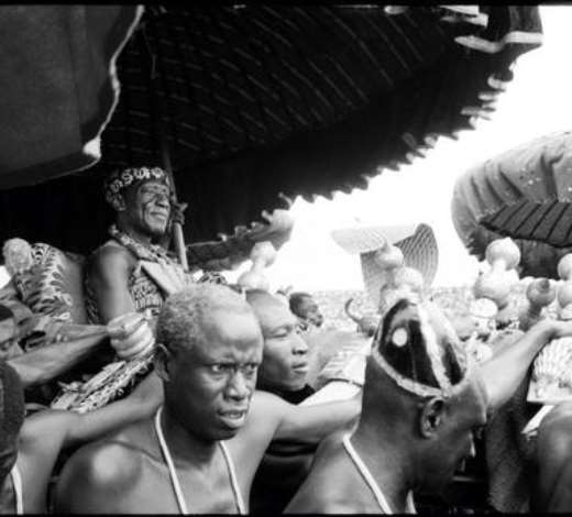 GHANA. Accra. The Ashanti King, Nana Osei Tutu Agyeman Prempeh II, being led by procession during state visit by Queen Elizabeth II. 1961.