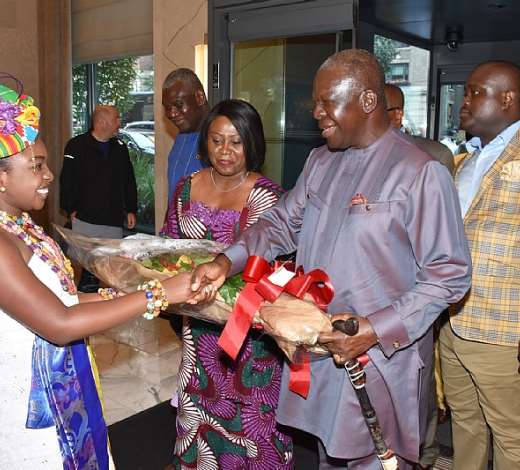 Otumfuo Osei Tutu II arrives in New York to deliver a keynote address