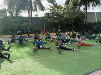 MTN Momo staff walk to promote wellness and fitness