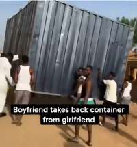 Boyfriend takes back container from cheating girlfriend in Bawku
