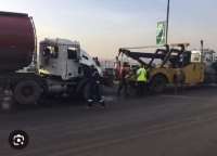 Accra-Tema Motorway: DAF fuel tanker, sprinter bus collision causes huge traffic
