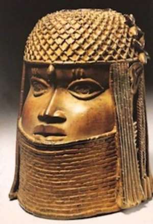 Commemorative head of an Oba, Benin, Nigeria, now in Ethnologisches Museum/Humboldt Forum, Berlin, Germany.