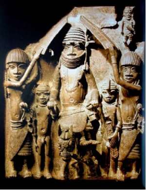 Oba Esigie on horseback with retainers, Benin, Nigeria, now in Ethnologisches Museum/ Humboldt Forum, Berlin, Germany. What do Germans still need to know about him that they have not yet discovered in hundred years?