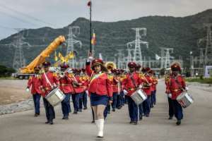 A band performed ahead of the dams inauguration in Guba.  By Luis TATO (AFP)