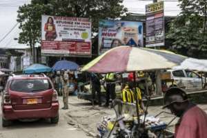 A billboard advertising studies abroad in Douala, the economic capital.  By MARCO LONGARI (AFP)