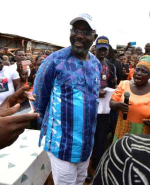 A former international football star, George Weah sets his sights on the presidency, with none other than Taylors ex-wife Jewel as running mate