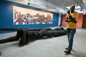 A large sculpture from the collection, displayed at the Adama Toungara museum.  By Issouf SANOGO (AFP)