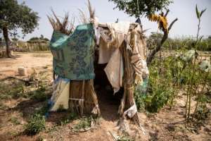 A latrine for displaced people.  By OLYMPIA DE MAISMONT (AFP/File)