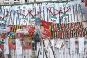 A street stall displays merchandise depicting the Somaliland flag in the city of Hargeisa.  By EDUARDO SOTERAS (AFP)