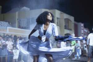 A woman dances in the Sonjon revoltiod (Saint-John in revolt) in the town of Porto Novo.  By QUEILA FERNANDES (AFP)