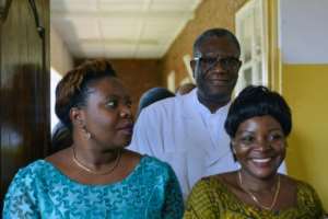 After receiving congratulations from friends and colleagues at the Panzi, Mukwege went straight back to work.  By Alain WANDIMOYI (AFP)