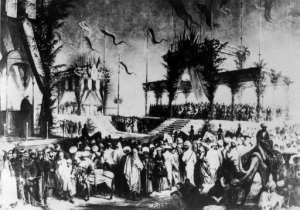 An archive photo from 1869 shows the lavish inauguration ceremony for the Suez Canal, even attended by Empress Eugenie, wife of Napoleon III.  By - (AFP/File)
