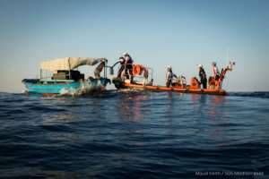 Aquarius has helped almost 30,000 migrants at sea who have attempted the perilous journey across the Mediterranean.  By Maud VEITH (SOS MEDITERRANEE/AFP/File)