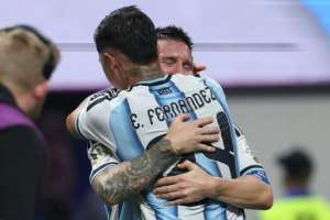 Argentina forward Lionel Messi is reduced to tears after the holders epic 3-2 defeat of Egypt.  By Odd ANDERSEN (AFP)