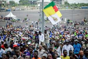 Around 120,000 gathered for the mass i Douala, the Vatican said.  By Patrick MEINHARDT (AFP)