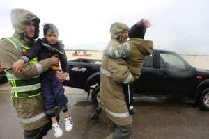 Authorities have set up camps of small tents to shelter displaced families.  By - (AFP/File)
