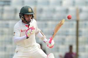 Bangladeshi captain Mushfiqur Rahim plays a shot during a Test match in Chittagong, on September 5, 2017