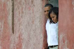 Barack Obama, when he was US president in 2013, visited the House of Slaves on Goree Island with his wife Michelle.  By JIM WATSON (AFP/File)