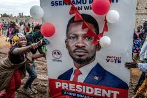 Bobi Wine has drawn large crowds in his second run for the presidency.  By Luis TATO (AFP)