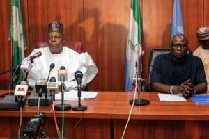 Borno State Governor Kashim Shettima (L) is stepping down after a maximum two four-year terms.  By AUDU MARTE (AFP/File)