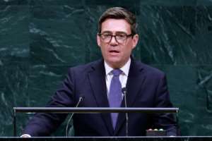 Burnham gave his first speech at the United Nations Headquarters in New York.  By Leonardo MUNOZ (AFP)