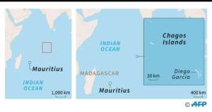Map locating the Chagos Islands, the source of a sovereignty dispute between Mauritius and the UK. By Sabrina BLANCHARD (AFP)