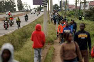 Commuters across the country were stranded by the strike by privately owned matatu minibuses.  By SIMON MAINA (AFP)