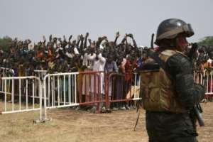Crowds in Sara-Koira await Bazoum, who vows to fight the problem at its root; by shutting entry points to Inates, on the border with Mali.  By BOUREIMA HAMA (AFP)