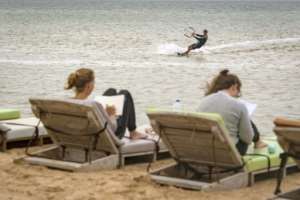 Dakhla last month hosted the World Kiteboarding Championships.  By FADEL SENNA (AFP)